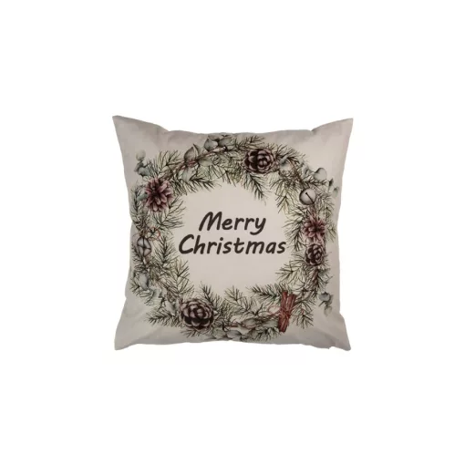 Textil párnahuzat 45x45cm, 100% polyester, natúr koszorú – Clayre-Eef