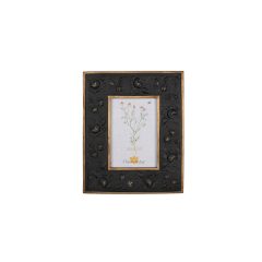   Fekete rózsás képkeret arany színű szegéllyel, 20x25/10x15cm, műanyag – Clayre-Eef