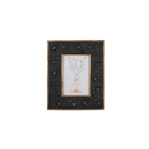Fekete rózsás képkeret arany színű szegéllyel, 20x25/10x15cm, műanyag – Clayre-Eef