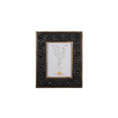   Fekete rózsás képkeret arany színű szegéllyel, 23x28/13x18cm, műanyag – Clayre-Eef