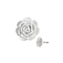 Kerámia ajtógomb, 6x3/6cm, fehér virág – Clayre-Eef