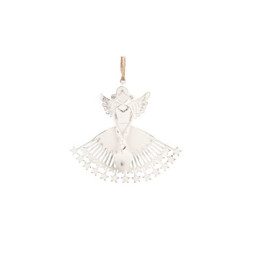 Csillagszoknyás angyallány,13x12cm, fehér fém függődísz – Clayre-Eef