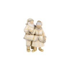   Krémszínű télanyó télapóval, 11x8x16cm, műanyag dekorfigura – Clayre-Eef