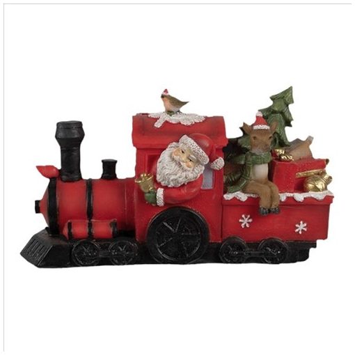Clayre-Eef Mikulásmozdony LED-es, 19x7x10cm