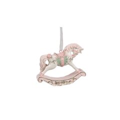   Fehér-rózsaszín hintaló függődísz8x2x7cm, műanyag – Clayre-Eef