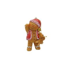   Mézeskalács maci mézeskaláccsal, 6x4x9cm, műanyag függődísz dekorfigura – Clayre-Eef