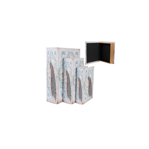 Pávás fadobozszett 3 részes, 27X22x7/22x17x6/17x12x4cm – Clayre-Eef
