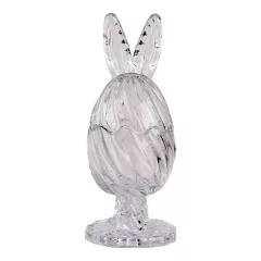   Nyuszifüles talpas bonbonier, 9x22cm, csíkos üveg – Clayre-Eef