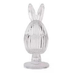   Nyuszifüles talpas bonbonier, 9x22cm, bordás üveg – Clayre-Eef