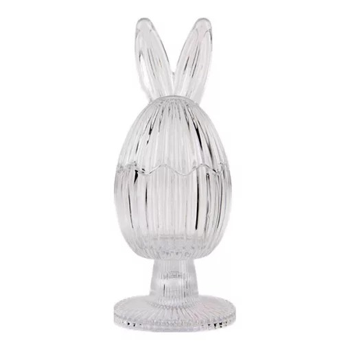 Nyuszifüles talpas bonbonier, 9x22cm, bordás üveg – Clayre-Eef