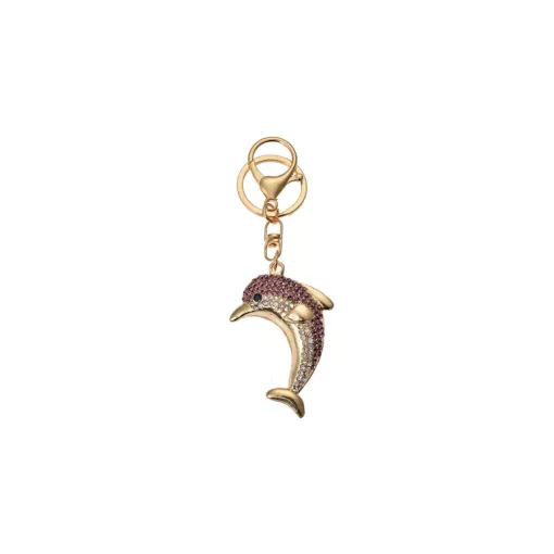 Fém kulcstartó delfines, üveggyönggyel, 4x2x6cm – Clayre-Eef