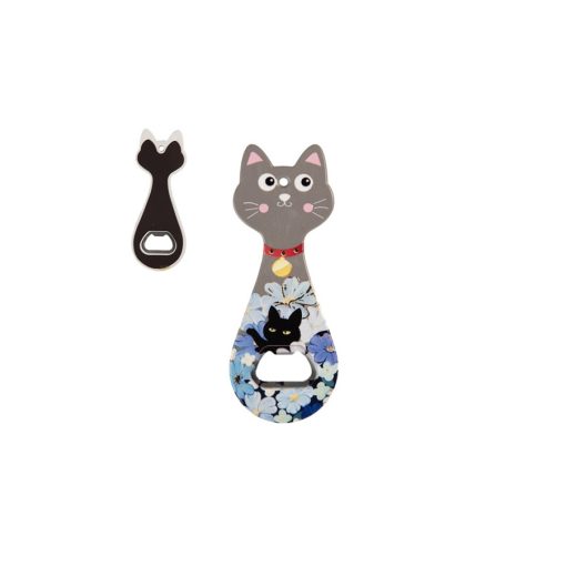 Kerámia cicaformájú üvegnyitó 5x14x1cm, szürke – Clayre-Eef
