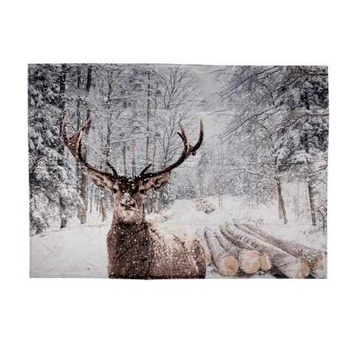 Takaró 130x170cm, 100% polyester, szarvas havas tájon
