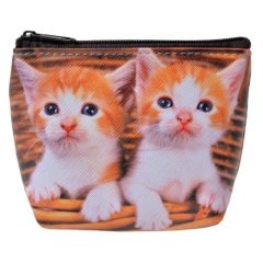 Kis pénztárca 10x8cm, műanyag, vörös kiscicákkal