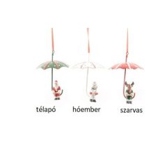   Esernyős télapó/hóember/réni  figura fém függődísz 8x8x12cm