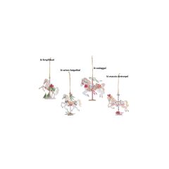   Körhintaló 12cm, műanyag függődísz, Giostra ló masnis sörénnyel – Nuvole di Stoffa