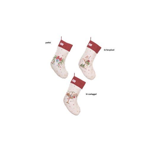 Textil kandallócsizma 40x20cm, pamut, Giostra, ló szalaggal – Nuvole di Stoffa