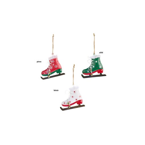 Korcsolya 10x8,5cm, fém függődísz dekorfigura, piros – Nuvole di Stoffa