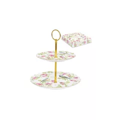   Porcelán süteményes állvány 2 emeletes 16/21cm dobozban, Spring Time – Easy Life-Nuova