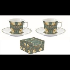   Porcelán eszpresszócsésze + alj, 2 személyes 80ml, dobozban, William Morris, Black