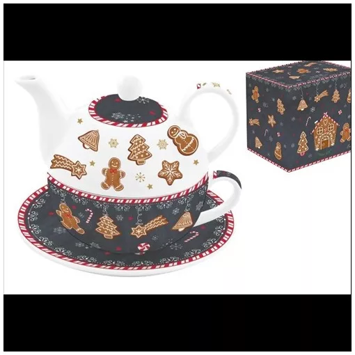 Easy Life-Nuova Porcelán egyszemélyes teáskészlet 350ml, +350ml, donozban, Gingerbread