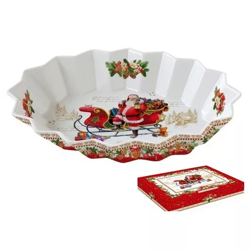 Porcelán ováltálca 25x17x4,5cm, dobozban, Christmas Memories
