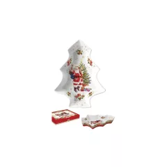   Porcelán fenyőtál 21,5x28,5cm, dobozban, Christmas Memories – Easy Life-Nuova