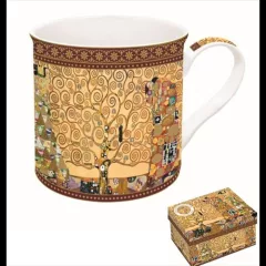   Porcelánbögre dobozban, 300ml, Klimt: Életfa-The Kiss-Beteljesülés