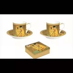   Porcelán eszpresszócsésze+alj 2 személyes, 75ml, dobozban, Klimt: The Kiss