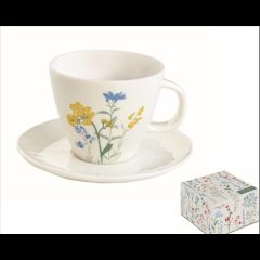 Porceláncsésze+alj 250ml, dobozban, Mille Fleurs Yellow