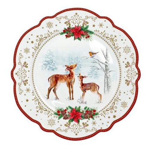 Porcelán desszerttányér 20cm, Christmas Melody