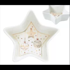 Porcelán csillagtál 15x5cm, dobozban, Christmas Lights