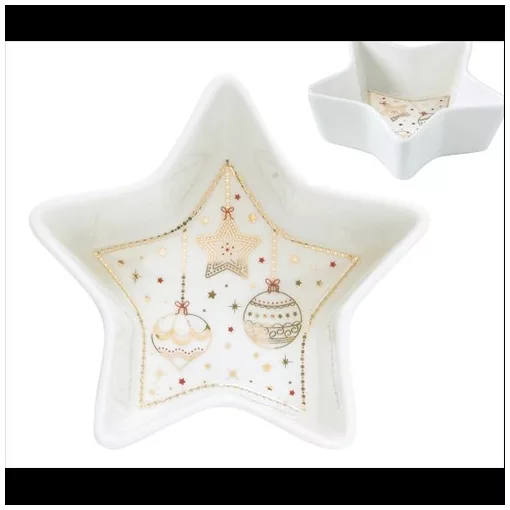 Porcelán csillagtál 15x5cm, dobozban, Christmas Lights