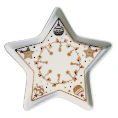 Porcelán csillagtálca 19,5cm, dobozban, Christmas Lights