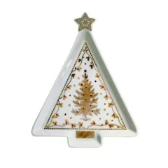 Porcelán fenyőtálca 21x16cm, dobozban, Christmas Lights
