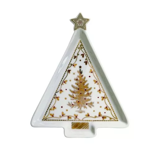 Porcelán fenyőtálca 21x16cm, dobozban, Christmas Lights