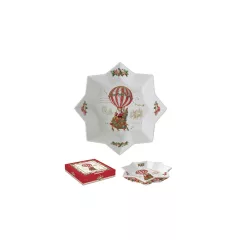   Porcelán csillagtál 25x4,5cm, dobozban, Christmas Memories – Easy Life-Nuova
