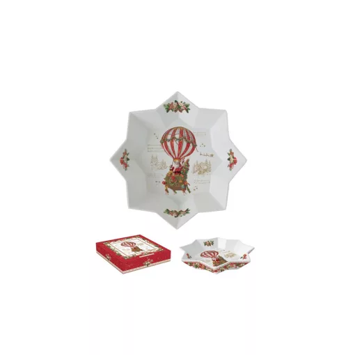 Porcelán csillagtál 25x4,5cm, dobozban, Christmas Memories – Easy Life-Nuova