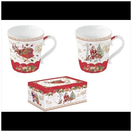 Porcelán bögreszett 2db-os, 340ml, dobozban, Cristmas Memories