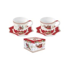   Porcelán eszpresszócsésze+alj 120ml, 2 személyes, dobozban, Christmas Memories – Easy Life-Nuova