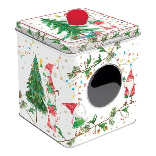 Ablakos fémdoboz 13x13x14,5cm, Ready for Christmas