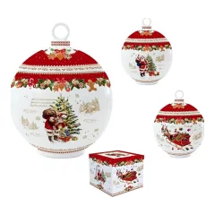   Porcelántároló gömb 12x15,5cm, dobozban, Christmas Memories – Easy Life-Nuova