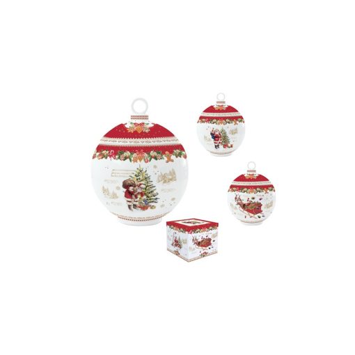 Porcelántároló gömb 12x15,5cm, dobozban, Christmas Memories – Easy Life-Nuova