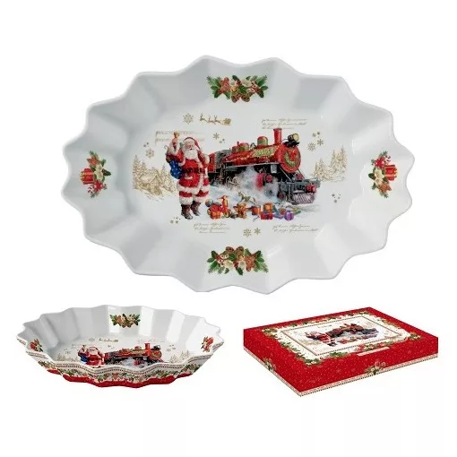 Porcelán ováltálca 30x20,5x5cm, dobozban, Christmas Memories