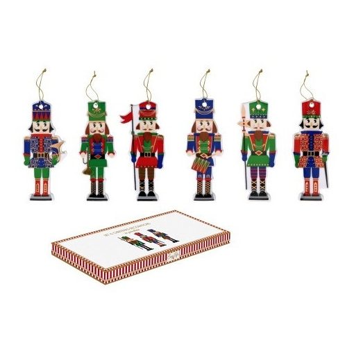 Porcelándíszek 9x4cm, 6db-os szett, dobozban, Nutcracker