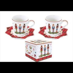   Porcelán eszpresszócsésze + alj, 100ml, 2 személyes, dobozban, Vintage Nutcracker
