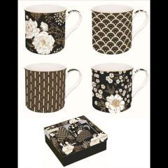  Porcelán bögreszett 4 db-os,300ml, dobozban, Atmosphere, Art Deco & Flowers