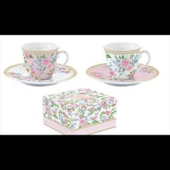   Porcelán eszpresszócsésze + alj 2 személyes 80ml, dobozban, Garden Joy