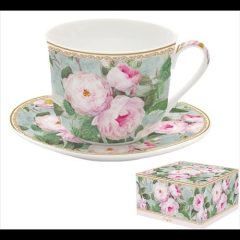   Porcelán reggelizőcsésze + alj 400ml, dobozban, Roses in Bloom