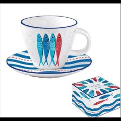 Porceláncsésze + alj 250ml, dobozban, Sardine's Party